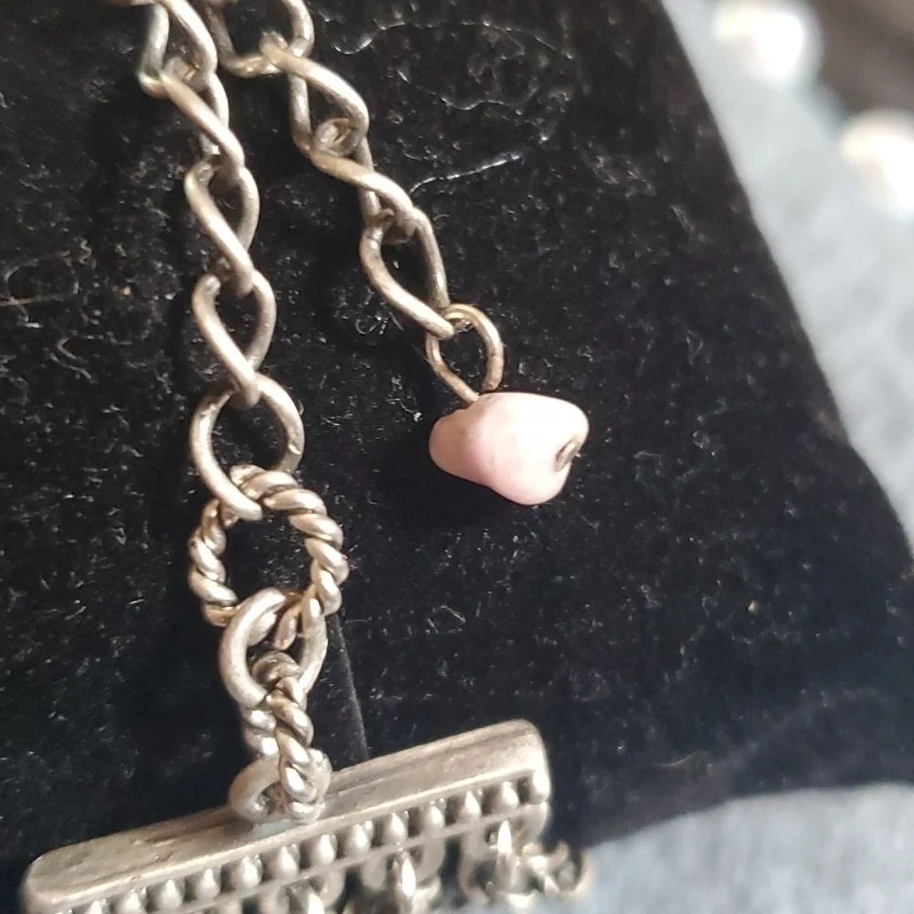 Rose Quartz Silver Stainless Steel Toggle Bracelet